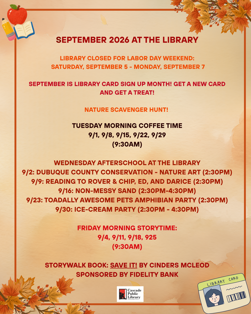 September 2026 Library Programs page 1
